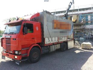 тентованный грузовик Scania 143M w/ rear mounted Hiab 105-3 crane from 1996